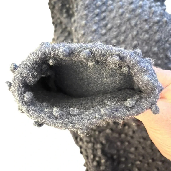 Cold Air Design Wool Blend Popcorn Knit Cropped Coat In Blue Size Medium - Picture 4 of 12